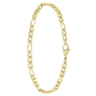 Lucardi Heren Goldplated armband met figaroschakel - Staal - Armband - Vaderdag Cadeautje - 19 cm - Goudkleurig