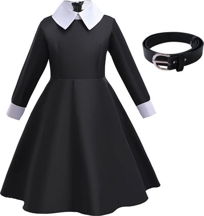 Joya Kids® Wednesday Verkleedjurk Meisje | Horror Films Kostuum | Meisje | Zwart | Halloween Jurk | Verkleedkleding | Maat 110