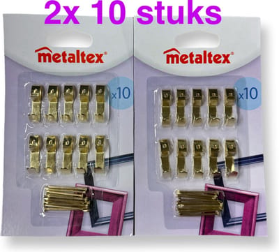 Metaltex Schilderijhaken Met Nagel 4 Cm Staal Goud 10 Stuks