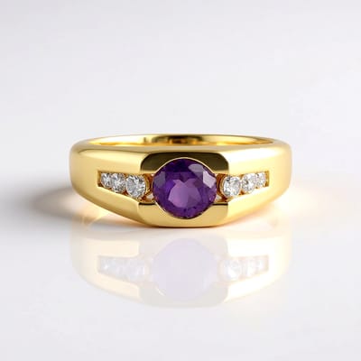 Cavill - Zilveren Damesring - 925 Sterling Zilver Verguld - Marokkaanse Amethist 0,67 ct - Zirkonia Accenten - Elegante Bezel Ring