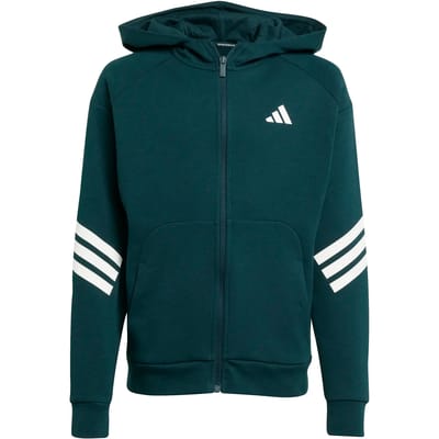Adidas Future Icons 3 Stripes Sweatshirt Met Rits Groen 9-10 Years Jongens,Meisjes