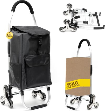 Inklapbare Boodschappentrolley met Koelvak en Stille Wielen – 56 Liter Capaciteit