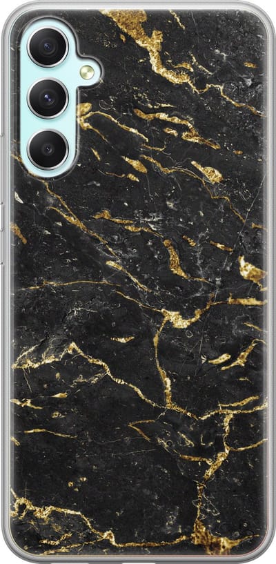 Leuke Telefoonhoesjes - Hoesje geschikt voor Samsung Galaxy A34 - Marmer zwart goud - Soft case - TPU - Marmer - Zwart