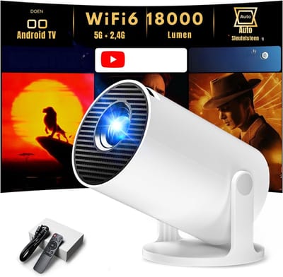 Florixa® Draagbare beamer - Beamer - Projector - Mini Beamer - Wit- 14cm x 8cm x 9cm