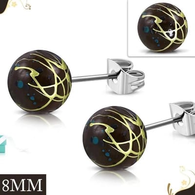 Bolletjes Oorbellen - Ronde spetter oorbellen -8mm - Bruin - Goudkleur