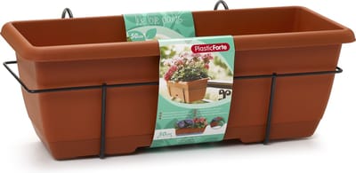 Plasticforte Balkonbak - terracotta bruin - 50 cm - plantenbak met hanger - bloembak