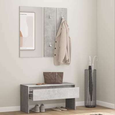 vidaXL - Garderobe - set - bewerkt - hout - betongrijs