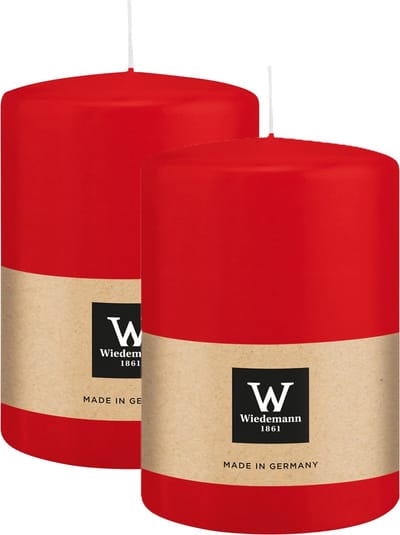 Wiedemann Cilinderkaars/stompkaars groot - 2x - rood - 15 x 10 cm - 113 branduren - zuilkaarsen