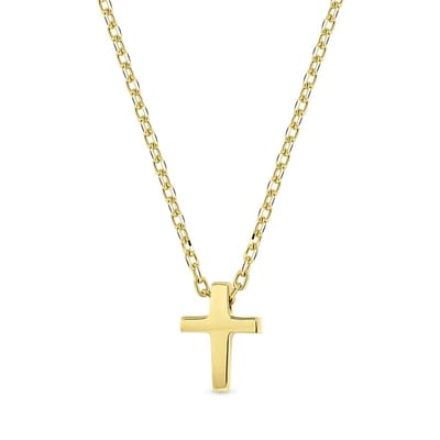 Juwelier Emo - 14 Karaat Geelgouden Ketting met Kruis - 8mm Lang & 6mm Breed- Jasseron schakel -  Lengte 45 CM