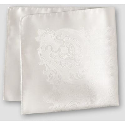 Eton Pochet Silk Woven Paisley Silver / male