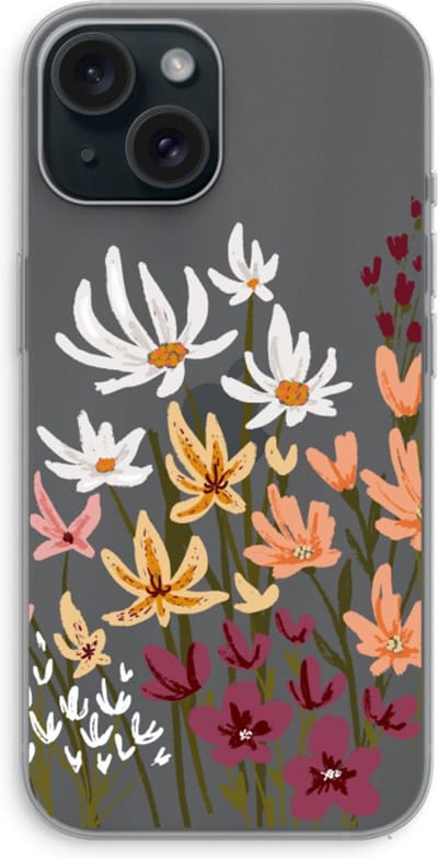 Case Company® - Hoesje geschikt voor iPhone 15 hoesje - Painted wildflowers - Soft Cover Telefoonhoesje - Bescherming aan alle Kanten en Schermrand