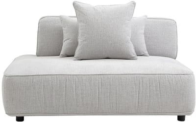 Vente-unique Chaise longue links in lichtgrijze chenillestof LELACO