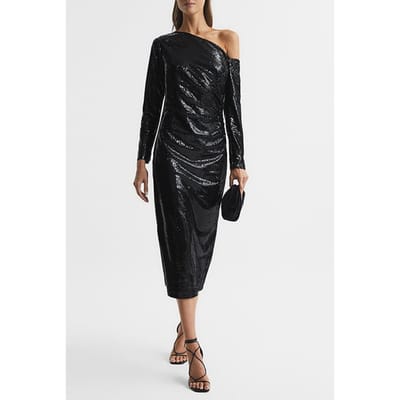 Reiss Jodie Midi Dress — Black Size: 6 | Midi Dresses Outlet | Dames | Zwart