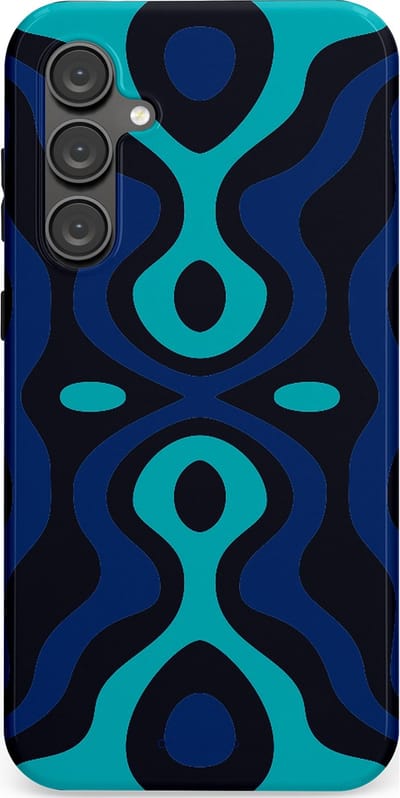 Casetastic Hoesje Geschikt voor Samsung S23 FE - Stijlvolle Beschermende Duo-layer Case - Blauwe Golf Lijnen