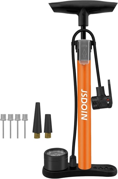 Thijox - Draagbare Fietspomp met Manometer - Voetpomp voor Fietsen, Ballonnen en Sportartikelen - Stevig Cilinderlichaam, Ergonomische Handgreep, Stab