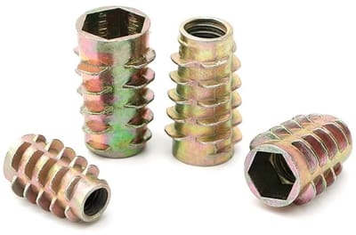ZEYNOMAX- Schroefmoeren Zeskant - Meubelinzetmoeren - Schroefdraad M8 x 15 mm - Zinklegering - 10 Stuks - Voor bevestigen meubels - Meubeldraadmoeren