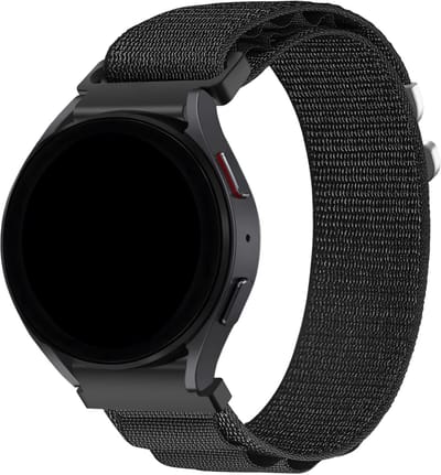Bandz Hoogwaardige nylon Alpine band met haaksluiting geschikt voor Garmin Vivoactive 6 / 5 / 3 / Vivomove / 3 / HR / Style / Luxe / Sport / Trend / Forerunner 645 / 570 / 245 / 170 / 165 / 70 / 55 / Venu / SQ / SQ2 / 2 Plus / Approach S12 - Zwart