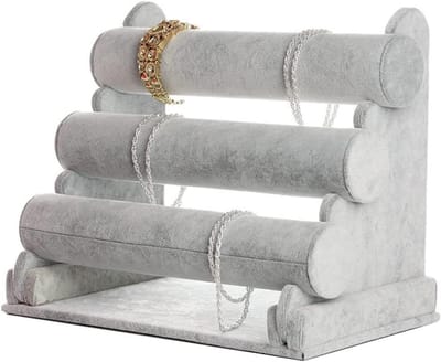 Armband Houder - Sieraden Organizer - Sieraden Opbergen - 3 Laags Ontwerp - 30 x 17 x 22.5cm - Grijs