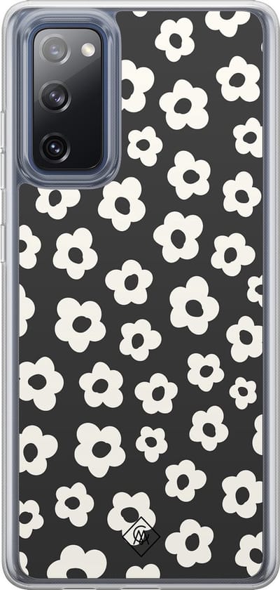 Casimoda® hoesje - Geschikt voor Samsung Galaxy S20 FE - Retro Bloempjes - 2-in-1 case - Schokbestendig - Bloemen - Verhoogde randen - Zwart, Transparant