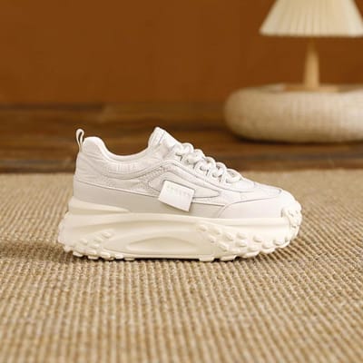 Dames Grote Maat Lente Nieuwe Damesschoenen Dikke Zool Casual Sport Dadschoenen Mode Mix en Match Kleine Witte Schoenen 41 white