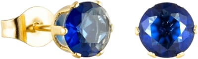 Aramat Jewels | Oorbellen | Goudkleurige Oorbellen Met Donkerblauwe Zirkonia | | | |6mm | Staal | Kinderen, Volwassenen | Verkleurd niet