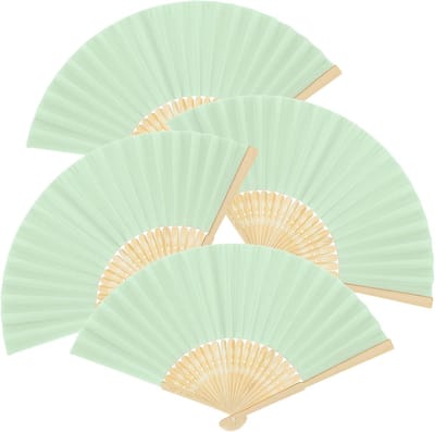 4-pack papier opvouwbare handventilator - 21 cm draagbare opvouwbare ventilator - geschikt voor bruiloft buiten feest dames en bruiden - doe-het-zelf decoratieve fotografie rekwisieten - groen