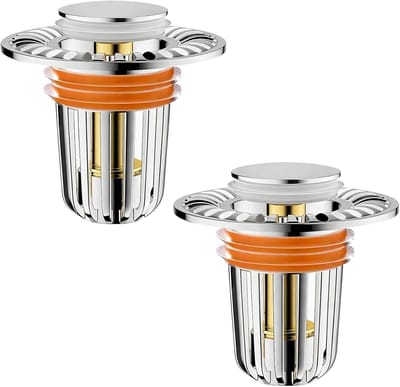 Wastafelstop met afvoerventiel en 4 afdichtingen voor afvoergaten van 33-40 mm, ideaal voor keuken en badkamer