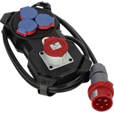 Brennenstuhl Verdeelblok 16A / stroomverdeler voor gebruik op bouwterreinen en permanent buitengebruik IP44 (stroomverdeler 2m H07RN-F 5G2.5 kabel, geschikt voor wandmontage, Made in Germany)