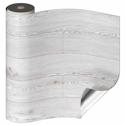 PVC-vloerbedekking Zelfklevend Verdikt (0,15 cm) Houtnerf Vloersticker met textuur, slijtvast, waterdicht, houten plaat Vinylvloer voor keuken, woonkamer, balkon 0,6 x 10 m/6 m² Lichtgrijs