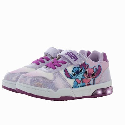 Lilo & Stitch - Schoenen voor meisjes met lichtjes - Angel en Stitch Sneakers voor kinderen met klittenband - Lichtgevende kindersneaker - Maat 25 - Paars