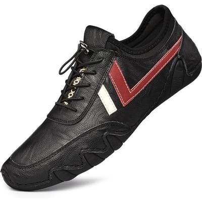 Grote Maten Echt Leer Heren Trendy Heren Casual Leren Schoenen Heren Instappers Zacht Leer Rijschoenen Heren 47 black