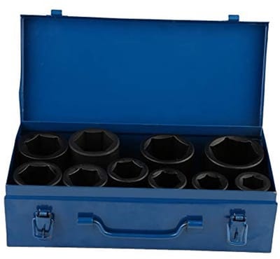 Dailygoods- Dopsleutelset 10-delig - Slagmoersleutels - Chroom Vanadium Staal - 22-50 mm - 6-punts Flankontwerp - Hoogwaardige Duurzaamheid - Slagsleutelset