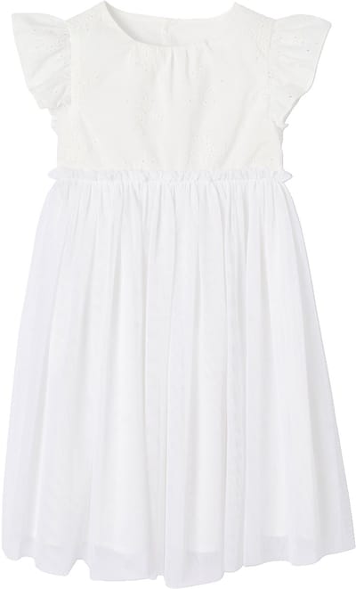 Vertbaudet Ceremoniejurk met twee materialen in broderie anglaise en tule voor meisjes