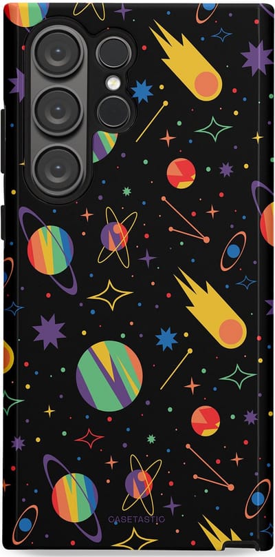 Casetastic Hoesje Geschikt voor Samsung S23 Ultra - Stijlvolle Beschermende Duo-layer Case - Planeten en meteoren