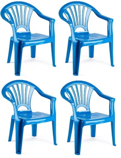 Trendoz Stoeltjes voor kinderen - 4x - blauw - 50 cm - voor binnen en buiten - kunststof