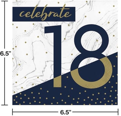 Servetten - celebrate 18 - navy&gold - 16 stuks - 30x30cm