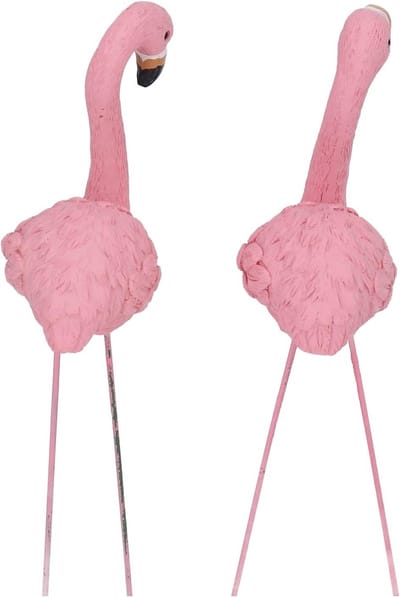 Roze Flamingo Tuinbeelden Set van 4, Gedetailleerde Decoratie voor Buiten, Tuinornamenten en Sculpturen voor de Achtertuin