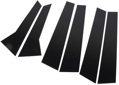 Dailygoods- Pijlerbekleding 6-delig - Glanzend Zwart - Deurruitbekleding - Buitendeurlijst - Anti-kras - Vervangende Onderdelen