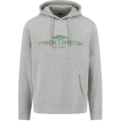 Fynch-Hatton Trui Hoodie Sweat Front Logo Grijs / male