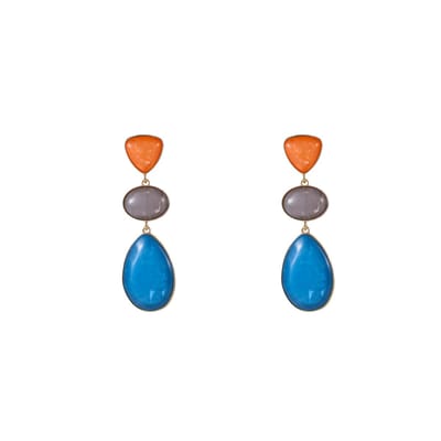 Go Dutch Label Oorknoppen 3 Stone Drop Oranje