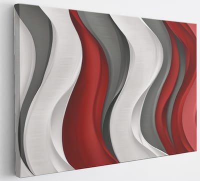 Saammp Canvas Schilderij - Rood wit patroon - Abstract - 30x20 - Foto op canvas - Wanddecoratie - Muurdecoratie Woonkamer - Slaapkamer decoratie - Canvas Print