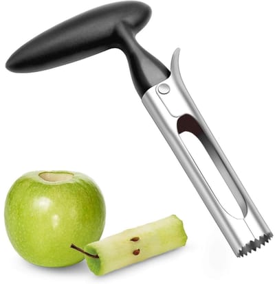 EXCITAT Appelboor - met ABS-handvat - Appelboor met gekarteld lemmet - Zwart - Roestvrij staal