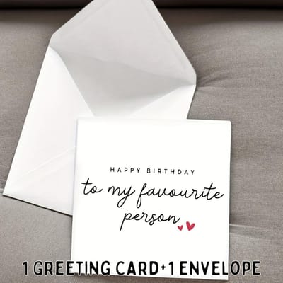 Aan Mijn Favoriete Persoon  Verjaardagskaart - Ideaal voor Vriend, Echtgenoot, Vriendin, Echtgenote - Elegant Wit met Hartvormige Accenten
