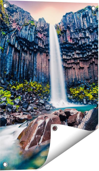 Gards Tuinposter Waterval in IJsland - 40x60 cm - Tuindoek - Tuindecoratie - Wanddecoratie buiten - Tuinschilderij