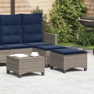 vidaXL - Tuinkrukken - met - kussens - 2 - st - 55x55x36 - cm - poly - rattan - grijs