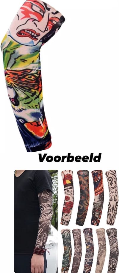 Akyol - tattoo sleeve - mouw tatoeage - skelet tattoo - 1 stuk - 1 mouw - vida loca - carnaval - halloween - feest -tattoe
