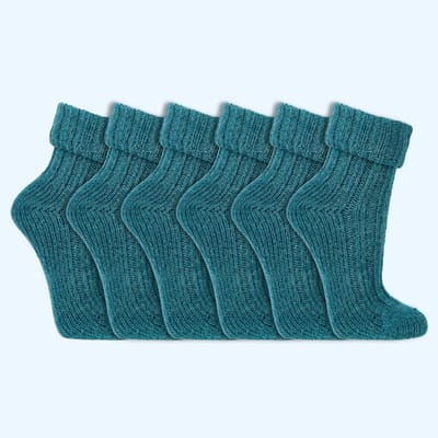 Wollen sokken | Alpacawol | Krimpvrij | Kleur: Blauw | 6 paar