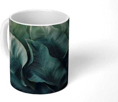 Mok - Koffiemok - Groen - Bladeren - Glad - Nerven - Mokken - 350 ML - Beker - Koffiemokken - Theemok
