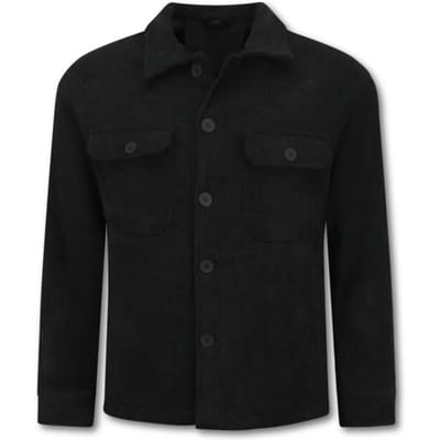 Heren Flannel Overshirt met Zakken - Heren Jack - Tussenjas Heren - 520 /4578- Zwart