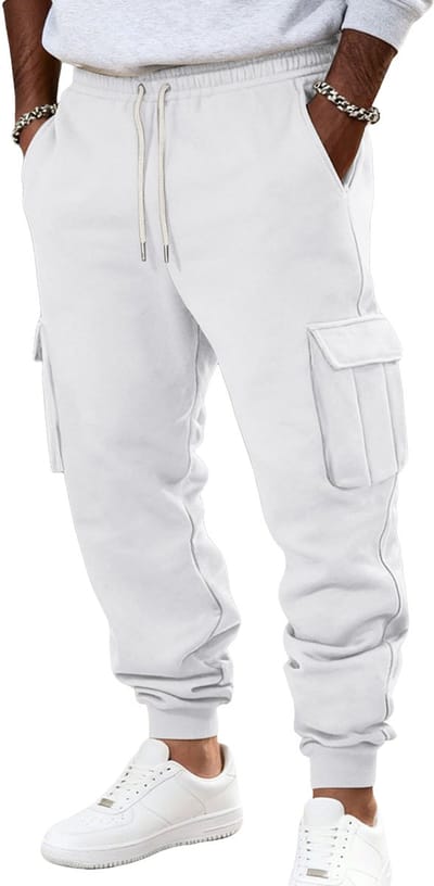 Cargo Joggingsbroek - Heren - Wit - Broek Relax Fit